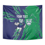 Personalized New Zealand Warriors Tapestry Dynamic Lightning Mascot Rugby Australia