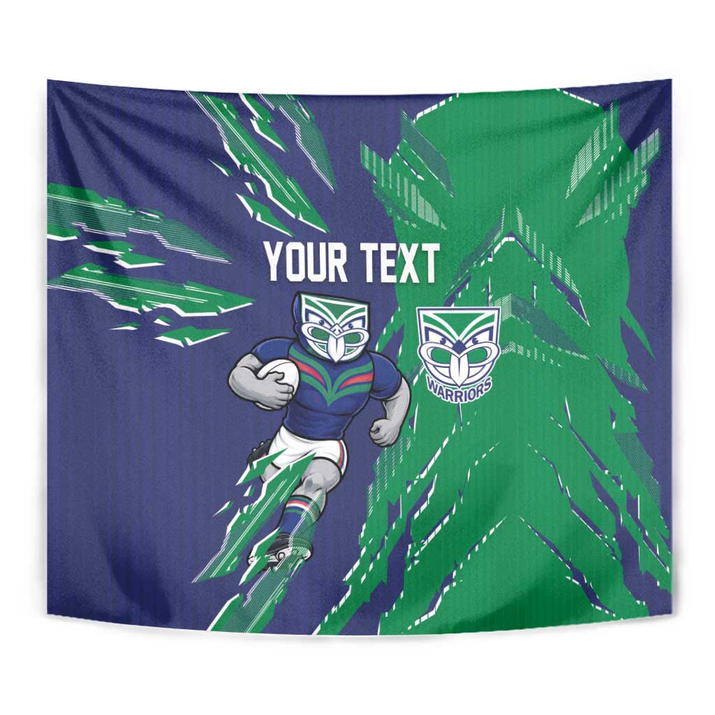Personalized New Zealand Warriors Tapestry Dynamic Lightning Mascot Rugby Australia