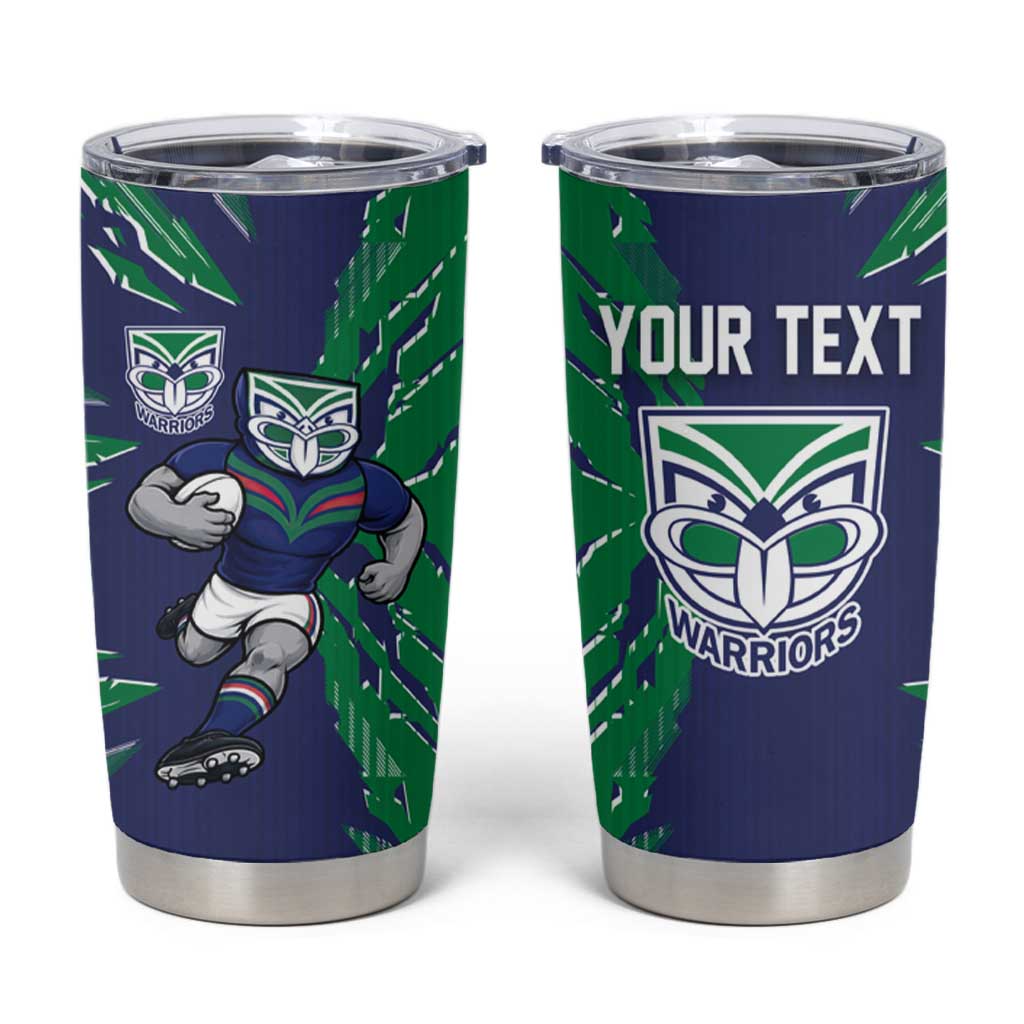 Personalized New Zealand Warriors Tumbler Cup Dynamic Lightning Mascot Rugby Australia