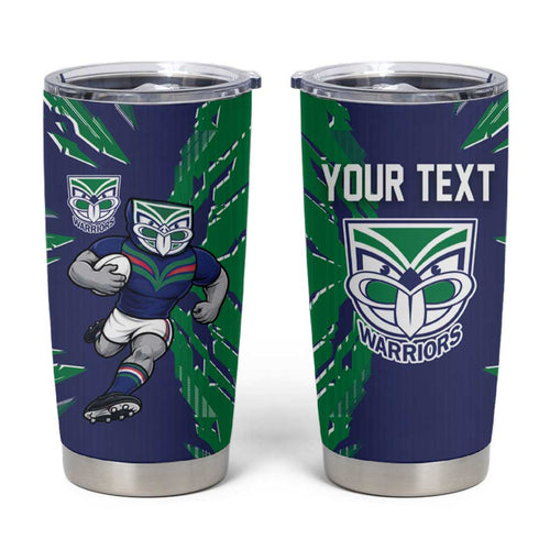 Personalized New Zealand Warriors Tumbler Cup Dynamic Lightning Mascot Rugby Australia