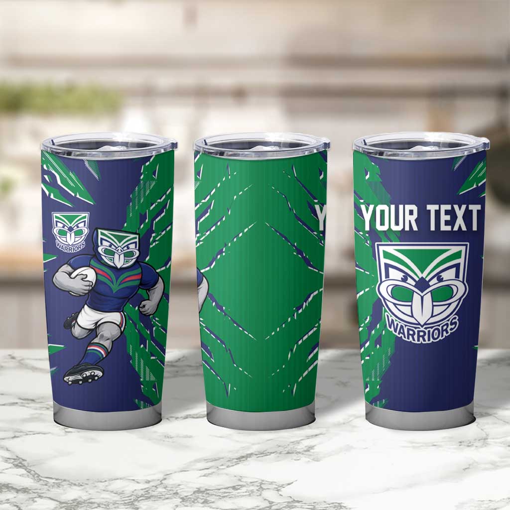 Personalized New Zealand Warriors Tumbler Cup Dynamic Lightning Mascot Rugby Australia