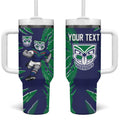 Personalized New Zealand Warriors Tumbler With Handle Dynamic Lightning Mascot Rugby Australia