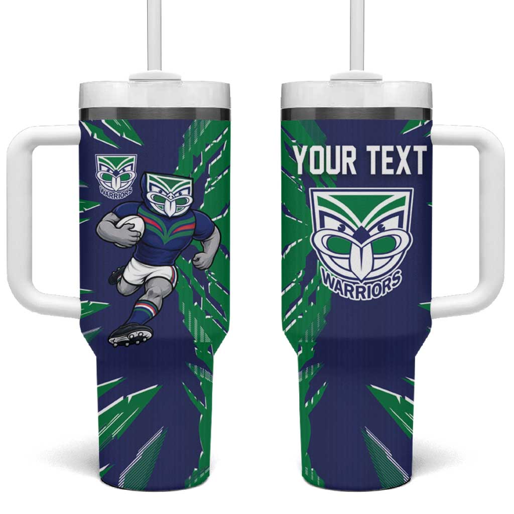 Personalized New Zealand Warriors Tumbler With Handle Dynamic Lightning Mascot Rugby Australia