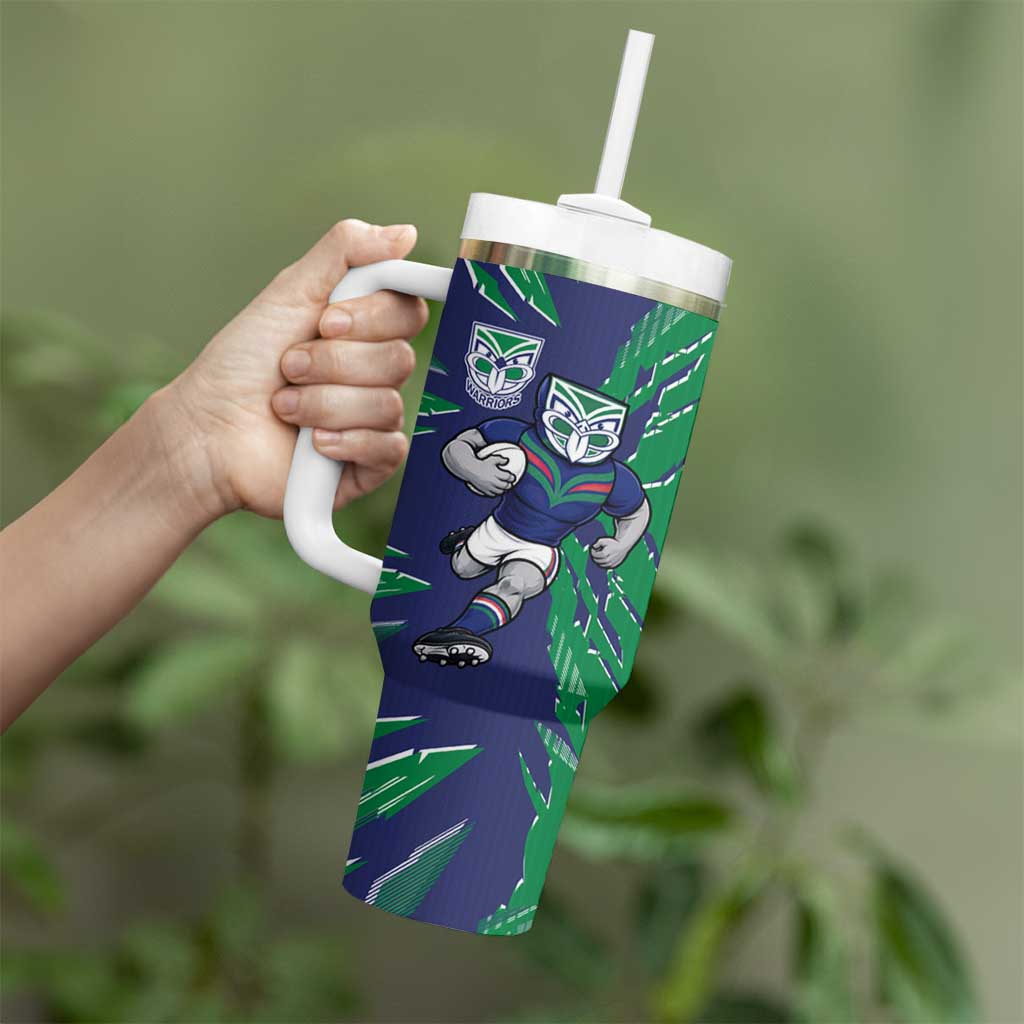 Personalized New Zealand Warriors Tumbler With Handle Dynamic Lightning Mascot Rugby Australia