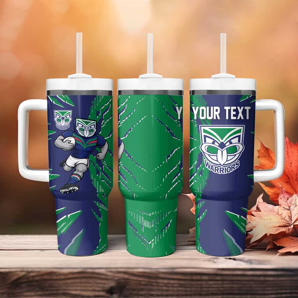 Personalized New Zealand Warriors Tumbler With Handle Dynamic Lightning Mascot Rugby Australia