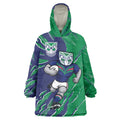 Personalized New Zealand Warriors Wearable Blanket Hoodie Dynamic Lightning Mascot Rugby Australia