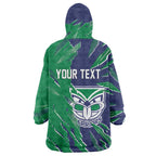 Personalized New Zealand Warriors Wearable Blanket Hoodie Dynamic Lightning Mascot Rugby Australia