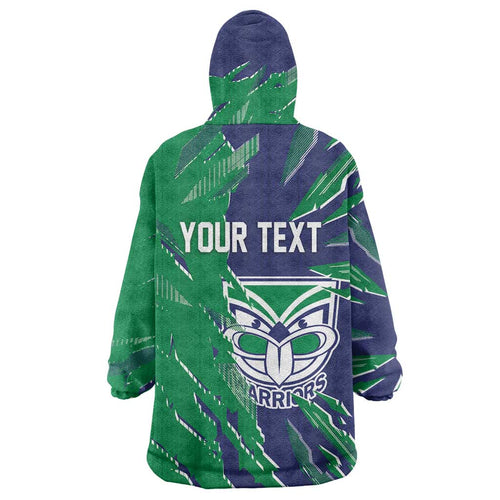 Personalized New Zealand Warriors Wearable Blanket Hoodie Dynamic Lightning Mascot Rugby Australia