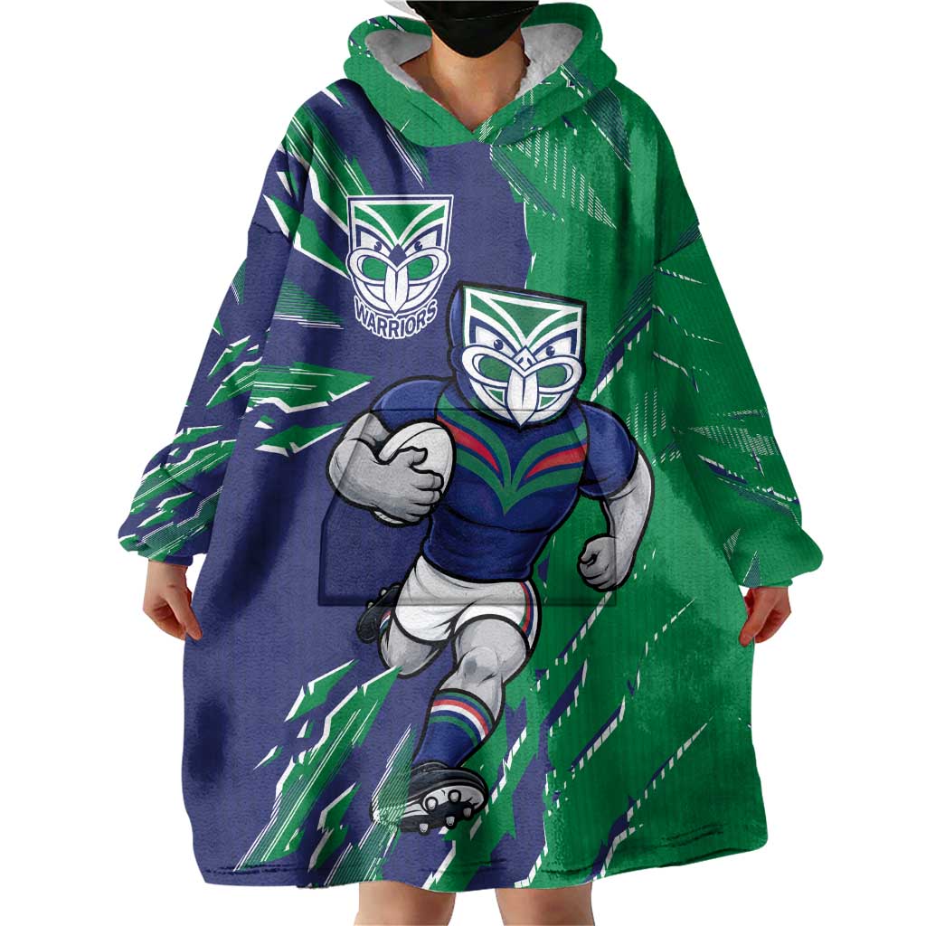 Personalized New Zealand Warriors Wearable Blanket Hoodie Dynamic Lightning Mascot Rugby Australia