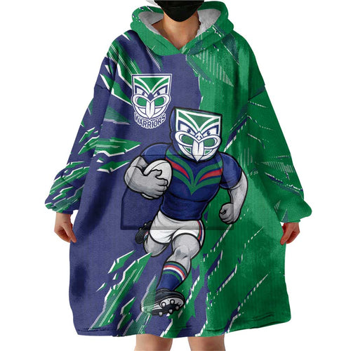 Personalized New Zealand Warriors Wearable Blanket Hoodie Dynamic Lightning Mascot Rugby Australia