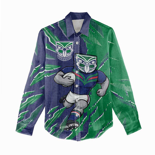 Personalized New Zealand Warriors Women Casual Shirt Dynamic Lightning Mascot Rugby Australia