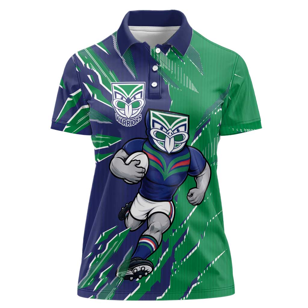 Personalized New Zealand Warriors Women Polo Shirt Dynamic Lightning Mascot Rugby Australia