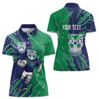 Personalized New Zealand Warriors Women Polo Shirt Dynamic Lightning Mascot Rugby Australia