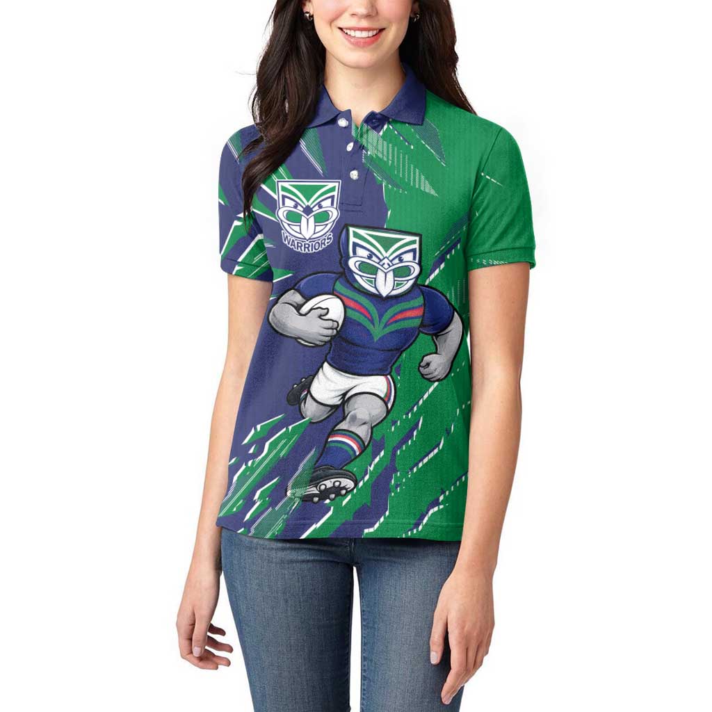 Personalized New Zealand Warriors Women Polo Shirt Dynamic Lightning Mascot Rugby Australia