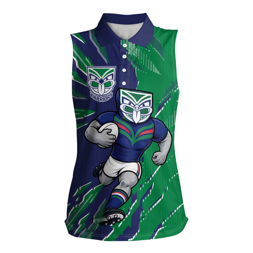 Personalized New Zealand Warriors Women Sleeveless Polo Shirt Dynamic Lightning Mascot Rugby Australia