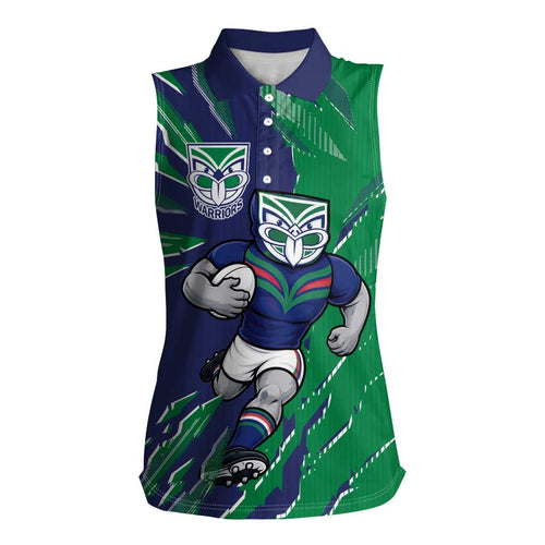 Personalized New Zealand Warriors Women Sleeveless Polo Shirt Dynamic Lightning Mascot Rugby Australia