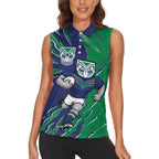 Personalized New Zealand Warriors Women Sleeveless Polo Shirt Dynamic Lightning Mascot Rugby Australia