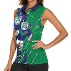 Personalized New Zealand Warriors Women Sleeveless Polo Shirt Dynamic Lightning Mascot Rugby Australia