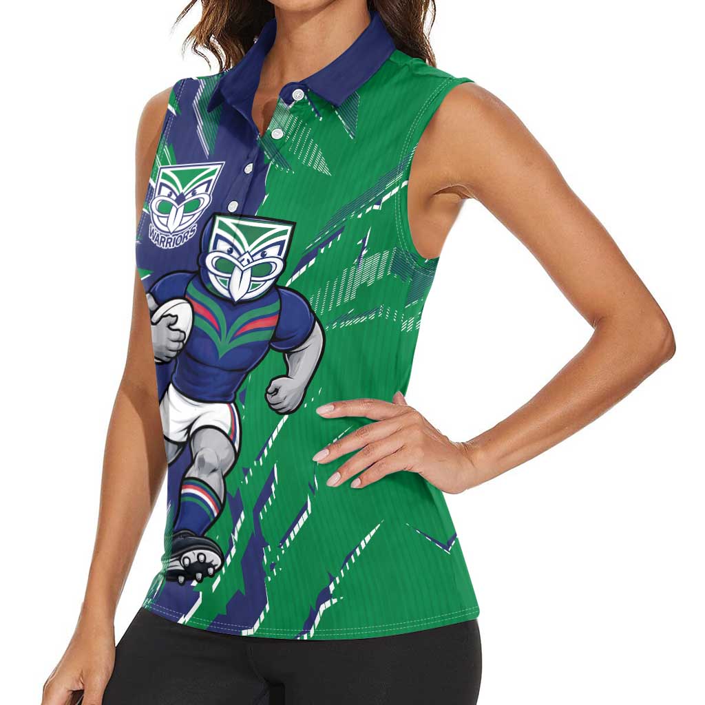 Personalized New Zealand Warriors Women Sleeveless Polo Shirt Dynamic Lightning Mascot Rugby Australia