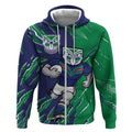 Personalized New Zealand Warriors Zip Hoodie Dynamic Lightning Mascot Rugby Australia