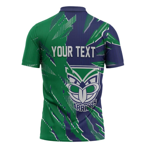 Personalized New Zealand Warriors Zipper Polo Shirt Dynamic Lightning Mascot Rugby Australia