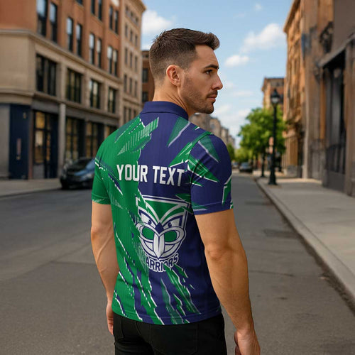 Personalized New Zealand Warriors Zipper Polo Shirt Dynamic Lightning Mascot Rugby Australia