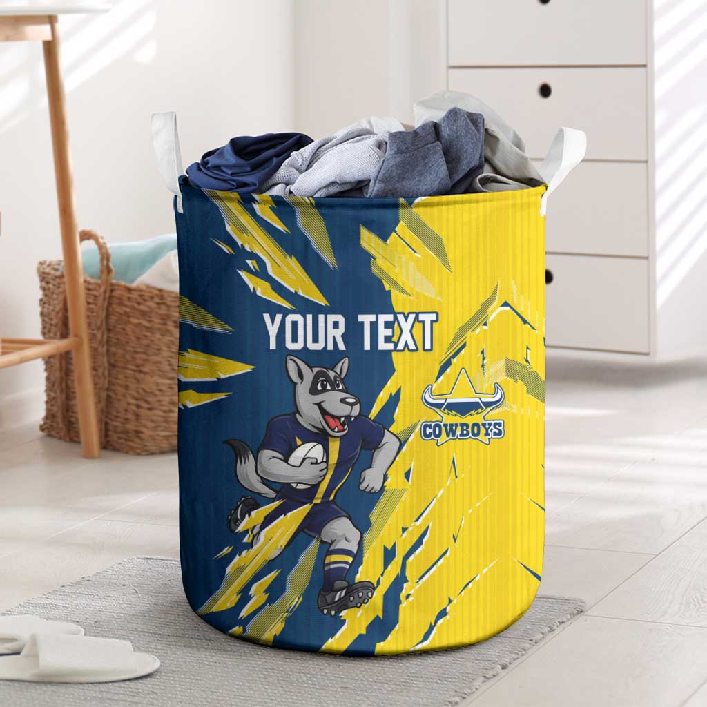 Personalized North Queensland Cowboys Laundry Basket Dynamic Lightning Mascot Rugby Australia