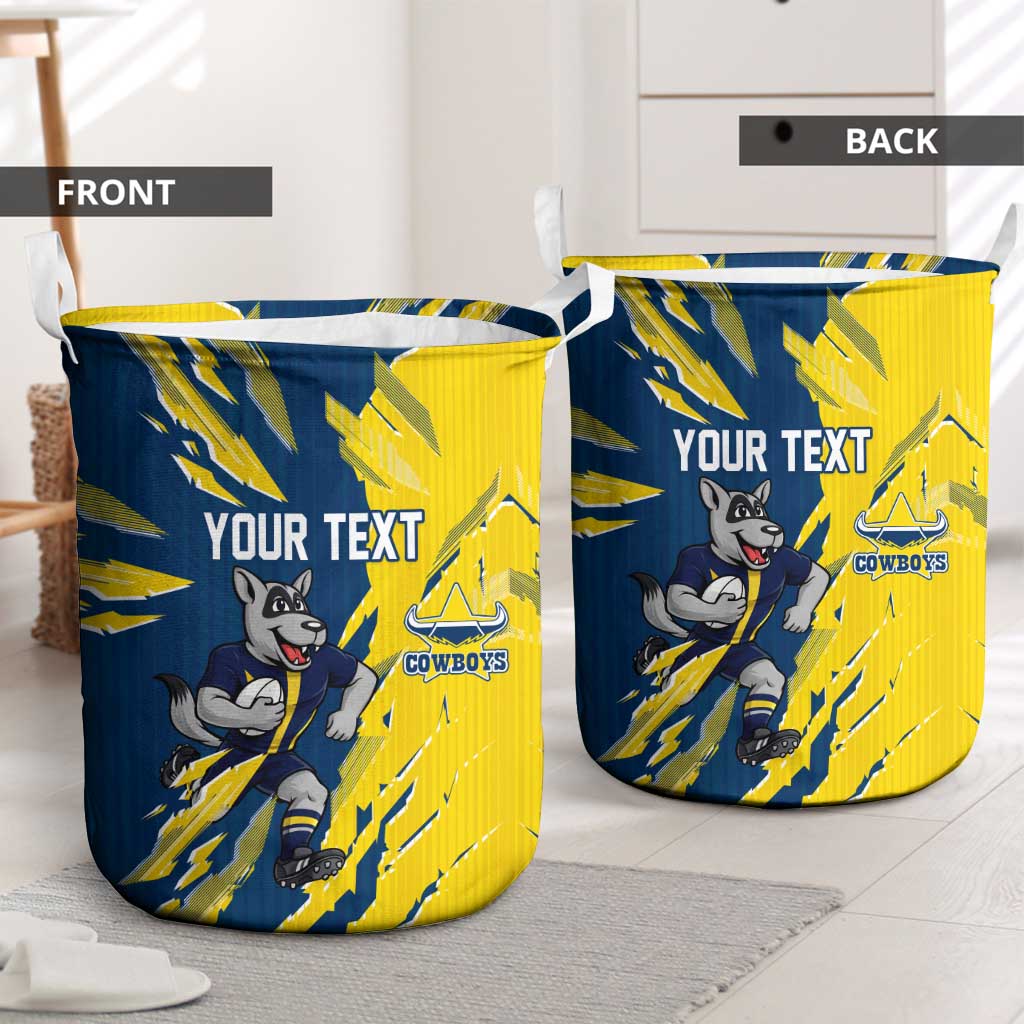 Personalized North Queensland Cowboys Laundry Basket Dynamic Lightning Mascot Rugby Australia