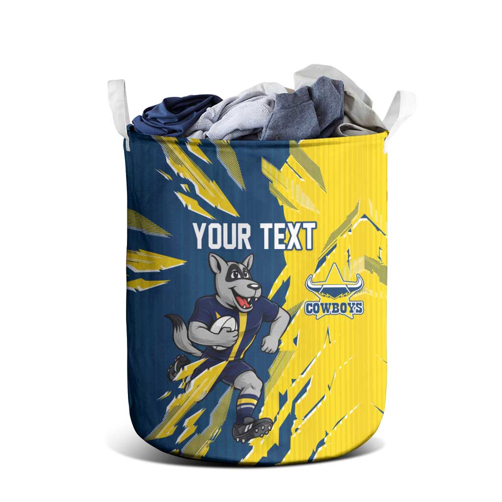 Personalized North Queensland Cowboys Laundry Basket Dynamic Lightning Mascot Rugby Australia