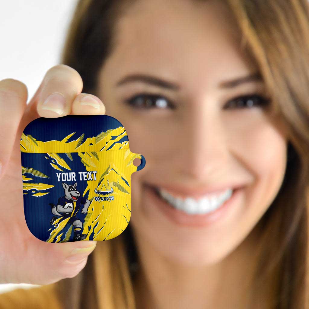 Personalized North Queensland Cowboys AirPods Case Dynamic Lightning Mascot Rugby Australia