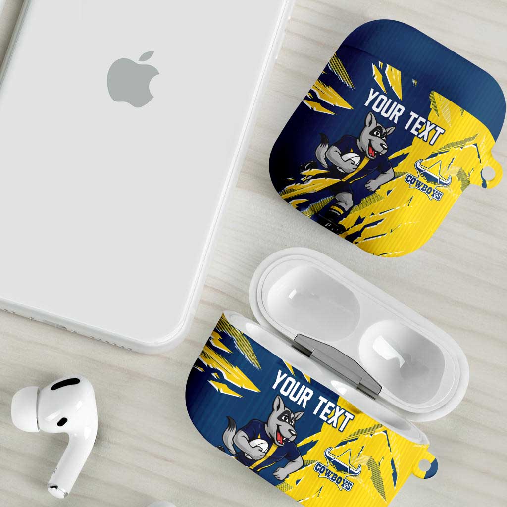 Personalized North Queensland Cowboys AirPods Case Dynamic Lightning Mascot Rugby Australia