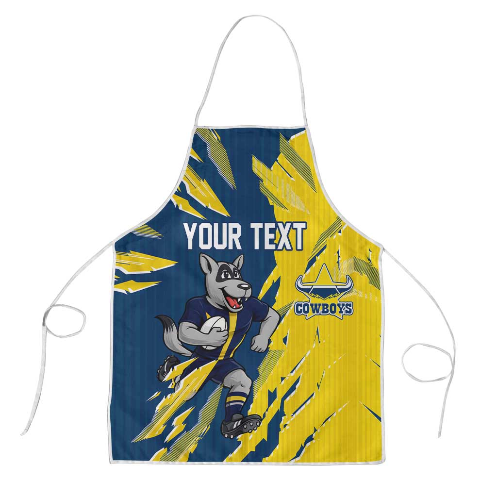 Personalized North Queensland Cowboys Apron Dynamic Lightning Mascot Rugby Australia