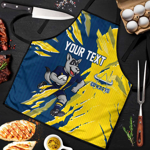 Personalized North Queensland Cowboys Apron Dynamic Lightning Mascot Rugby Australia