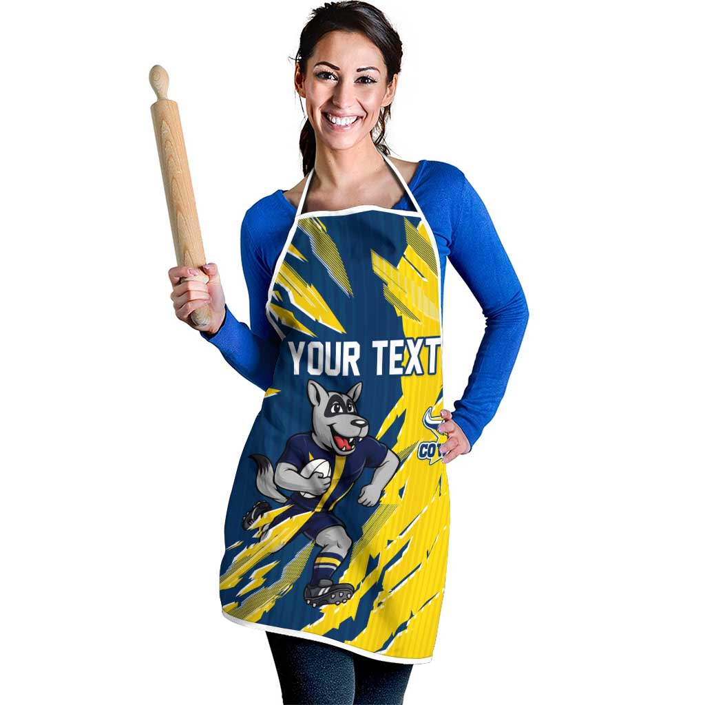 Personalized North Queensland Cowboys Apron Dynamic Lightning Mascot Rugby Australia