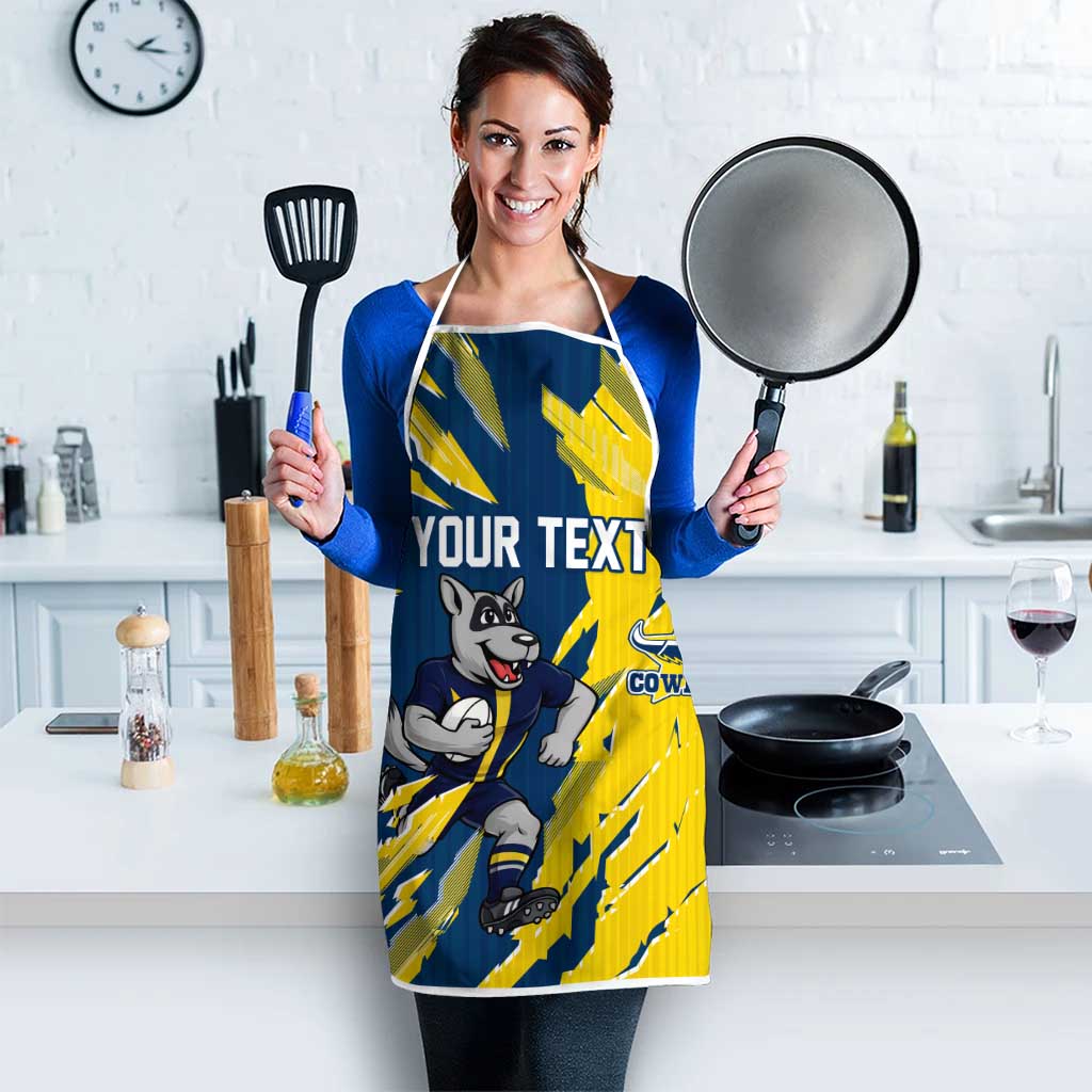 Personalized North Queensland Cowboys Apron Dynamic Lightning Mascot Rugby Australia