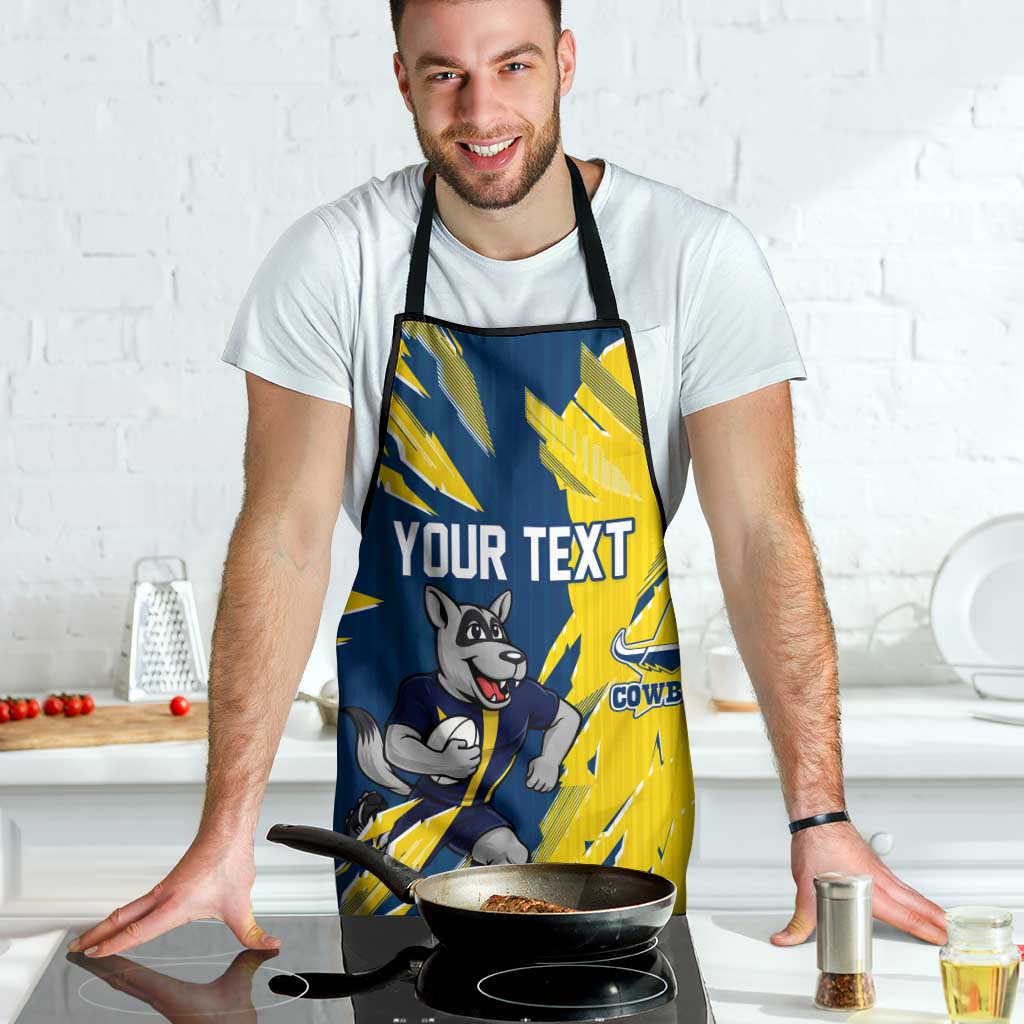 Personalized North Queensland Cowboys Apron Dynamic Lightning Mascot Rugby Australia