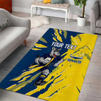Personalized North Queensland Cowboys Area Rug Dynamic Lightning Mascot Rugby Australia