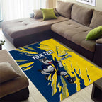 Personalized North Queensland Cowboys Area Rug Dynamic Lightning Mascot Rugby Australia