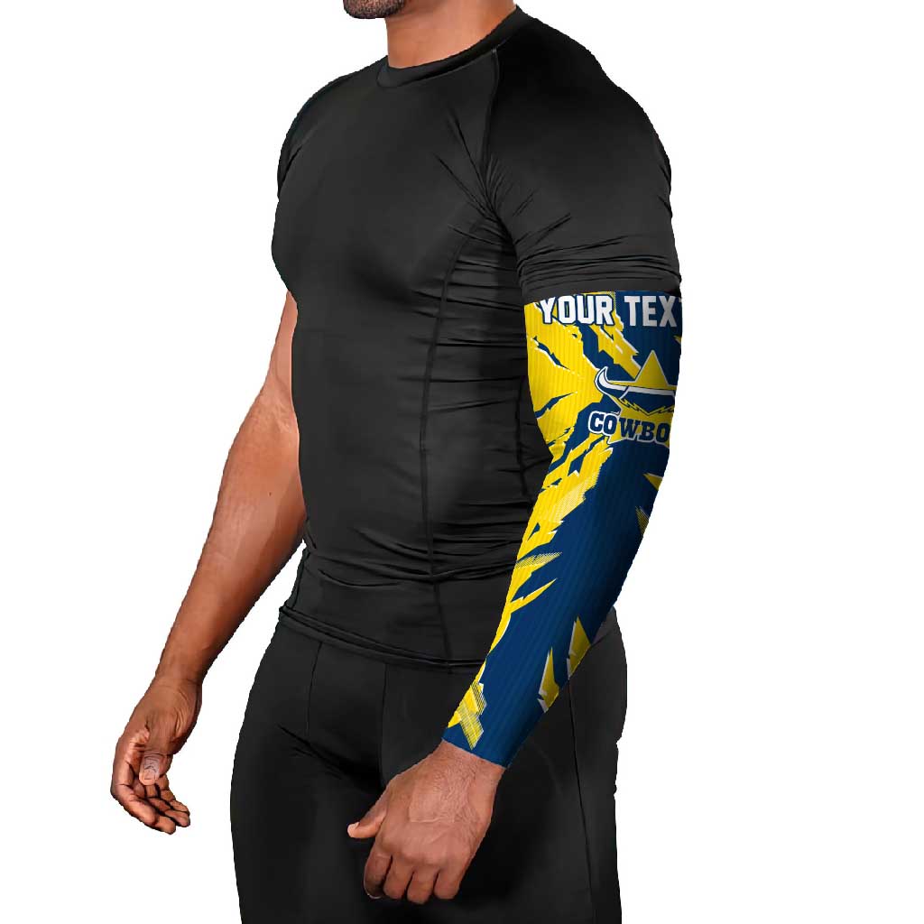 Personalized North Queensland Cowboys Arm Sleeves Dynamic Lightning Mascot Rugby Australia