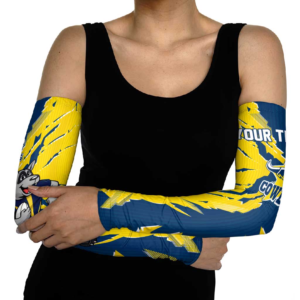 Personalized North Queensland Cowboys Arm Sleeves Dynamic Lightning Mascot Rugby Australia