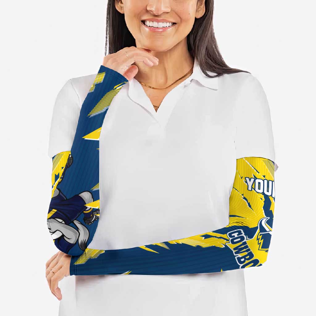 Personalized North Queensland Cowboys Arm Sleeves Dynamic Lightning Mascot Rugby Australia