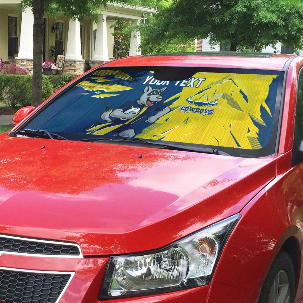 Personalized North Queensland Cowboys Auto Sun Shade Dynamic Lightning Mascot Rugby Australia