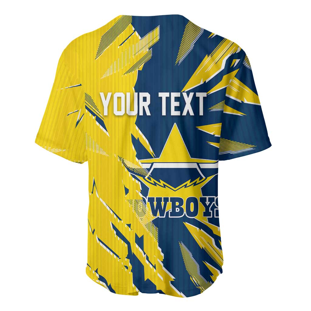 Personalized North Queensland Cowboys Baseball Jersey Dynamic Lightning Mascot Rugby Australia