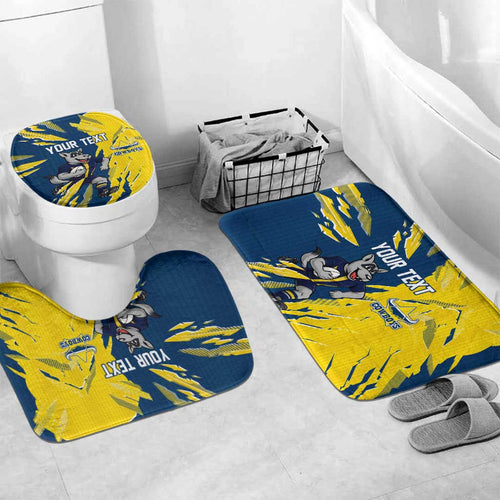 Personalized North Queensland Cowboys Bathroom Set Dynamic Lightning Mascot Rugby Australia