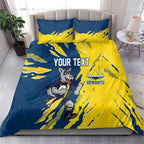 Personalized North Queensland Cowboys Bedding Set Dynamic Lightning Mascot Rugby Australia