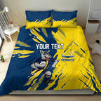 Personalized North Queensland Cowboys Bedding Set Dynamic Lightning Mascot Rugby Australia