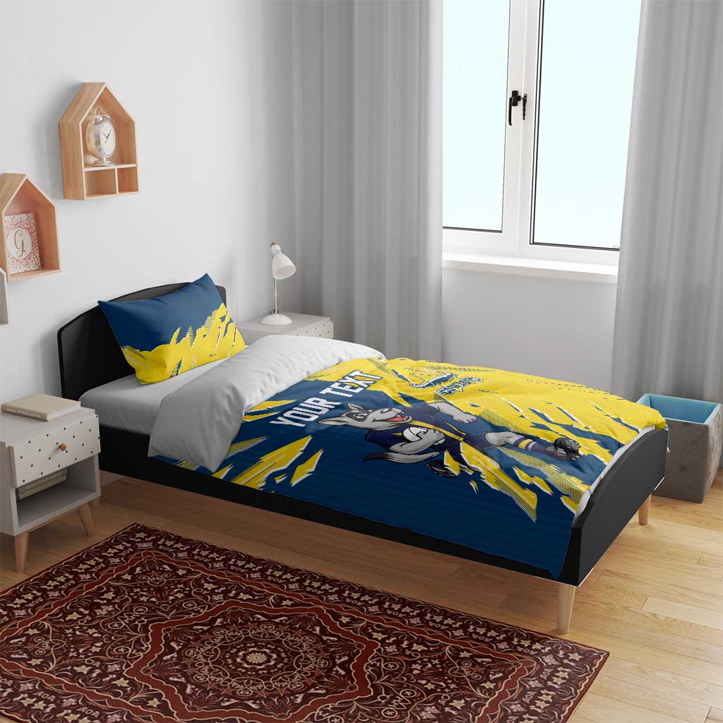 Personalized North Queensland Cowboys Bedding Set Dynamic Lightning Mascot Rugby Australia