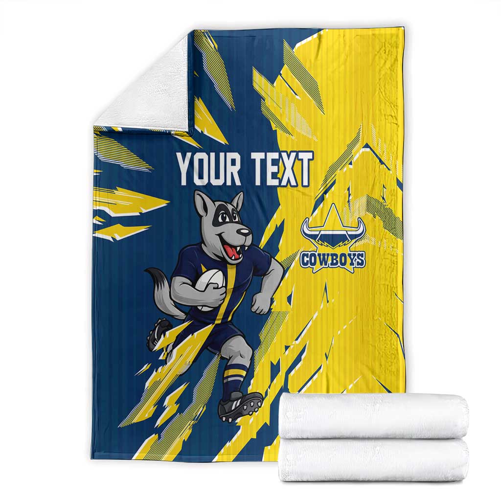 Personalized North Queensland Cowboys Blanket Dynamic Lightning Mascot Rugby Australia