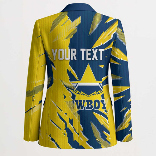 Personalized North Queensland Cowboys Blazer Dynamic Lightning Mascot Rugby Australia