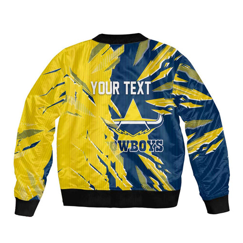Personalized North Queensland Cowboys Bomber Jacket Dynamic Lightning Mascot Rugby Australia